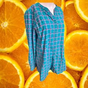 Duluth Trading Plaid Button Down Long Sleeve‎ Top Womens Large